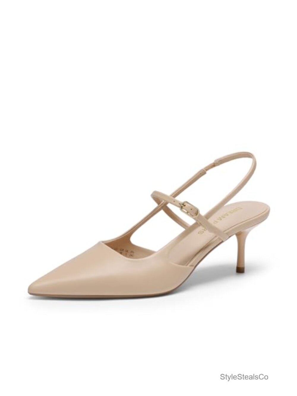 Women's Faux Leather Mary Jane Slingback Kitten Heels Pointed Toe